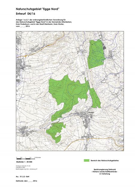 Kartenübersicht über den neuen Entwurf des Naturschutzgebietes Egge-Nord